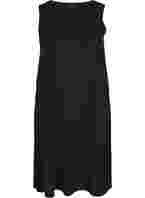 Mouwloze katoenen jurk met a-lijn, Black