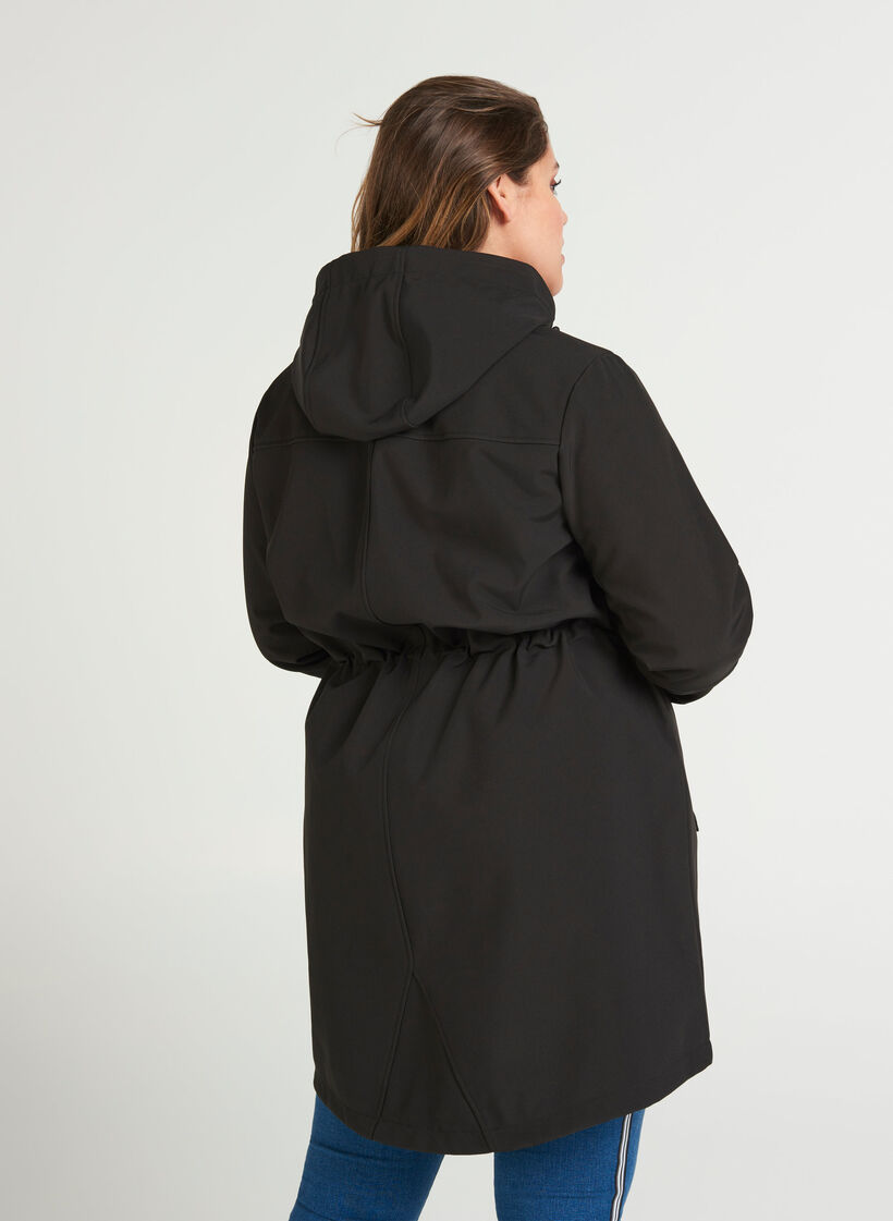 Softshell jas met capuchon, Black solid, Model image number 1