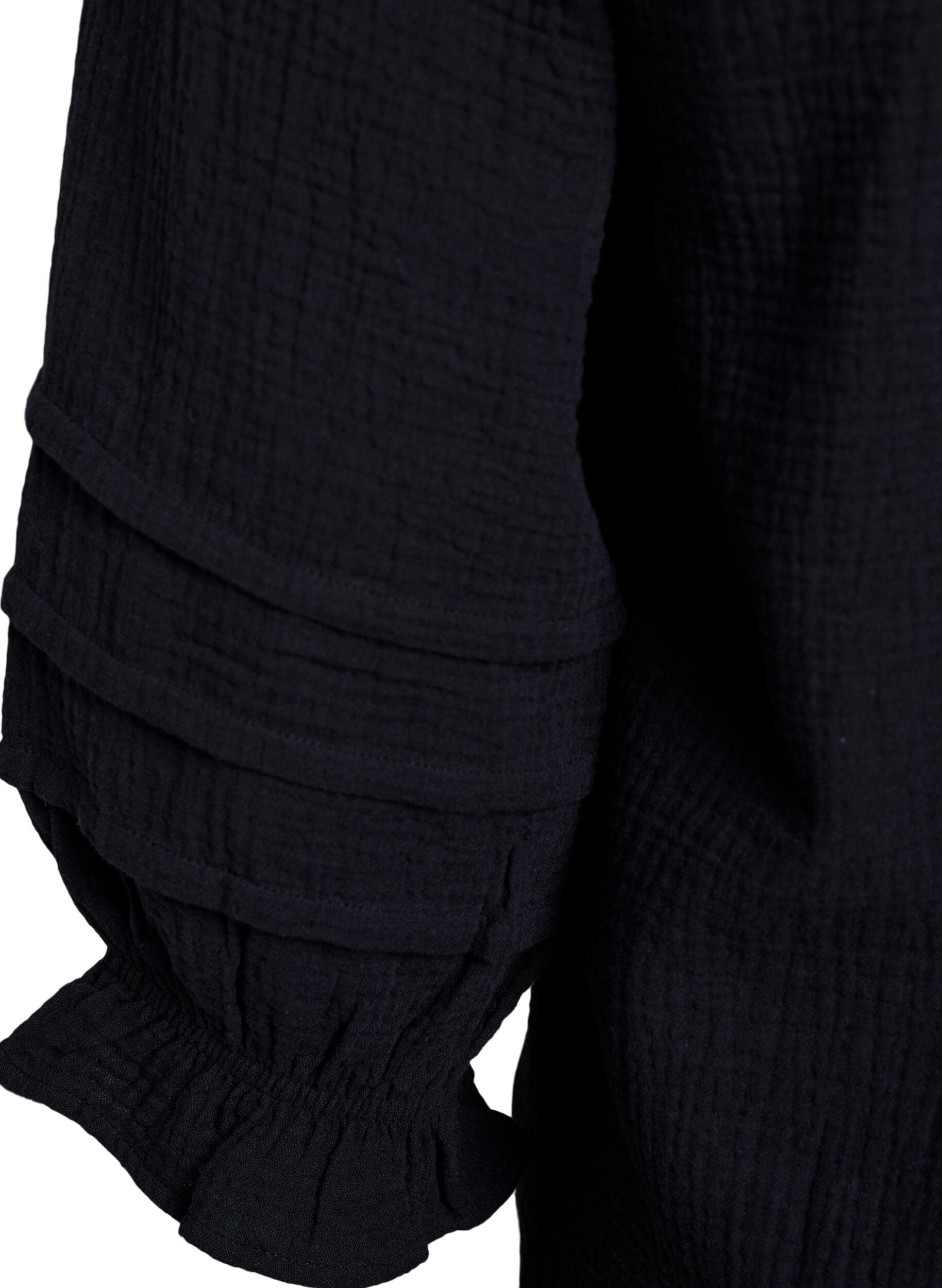 Zizzi Katoenen mousseline blouse met 3/4 mouwen, Black, Packshot image number 3