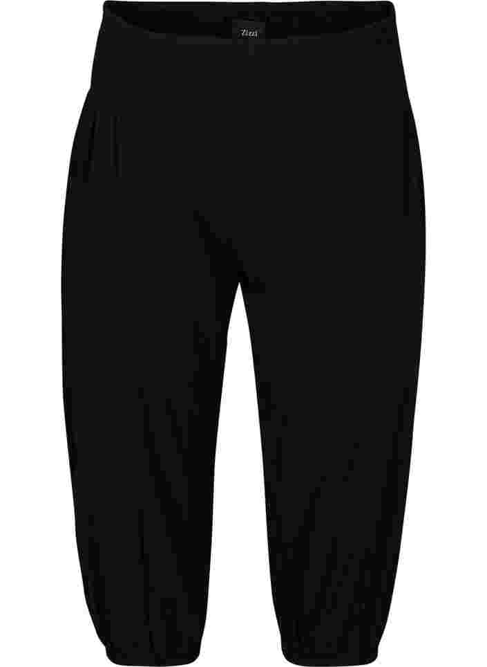 Losse broek met smokwerk, Black, Packshot image number 0