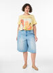 Katoenen T-shirt met print, Geel, Model image number 1