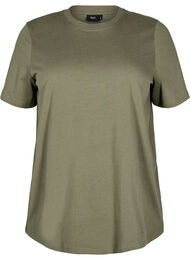 Basic katoenen T-shirt met ronde hals, Groen