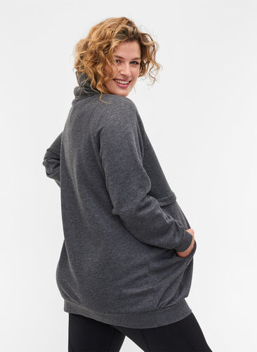 Zwangerschapssweater met borstvoedings functie, Dark Grey Melange, Model image number 1
