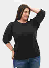 Sweatshirt met 3/4 mouwen, Black, Model