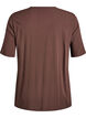 Geweven blouse met korte mouwen en ronde hals, Bruin, Packshot image number 1
