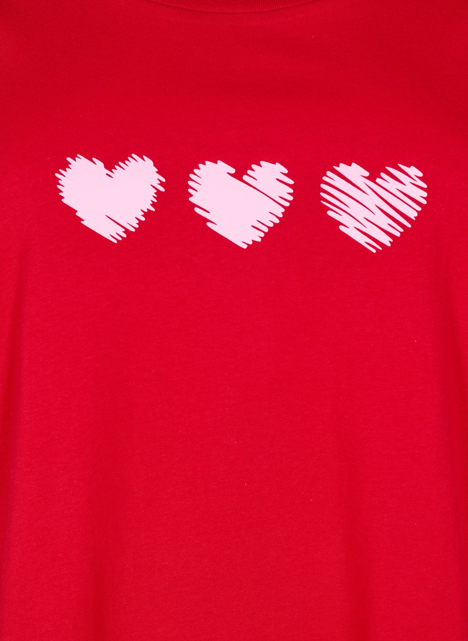 Zizzi Katoenen T-shirt met motief, Salsa w. Hearts, Packshot image number 2