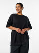 T-shirt met asymmetrische kanten zoom, Zwart, Model image number 0