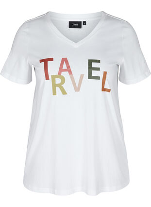 T-shirt met print, Bright White TRAVEL, Packshot image number 0