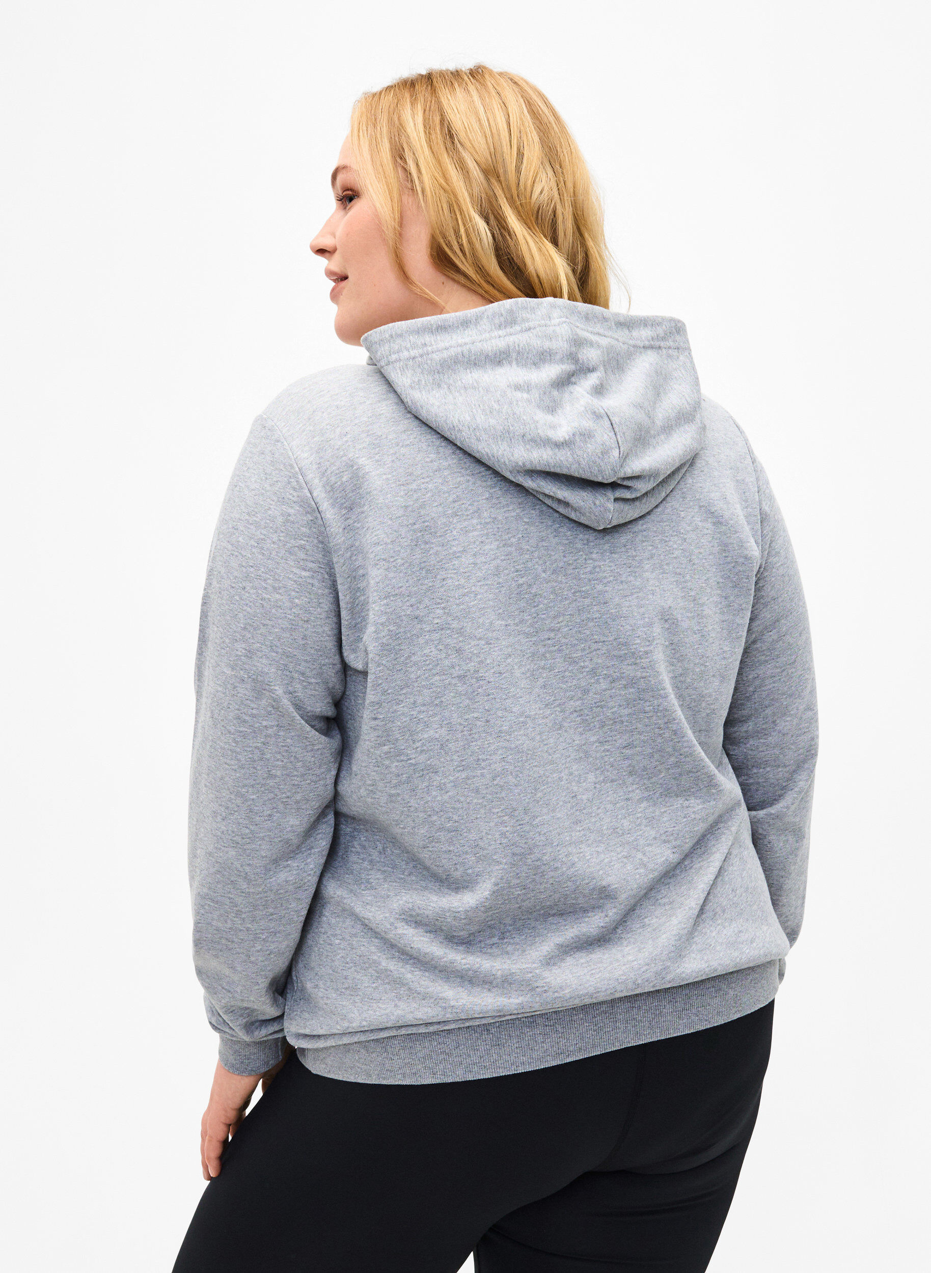 Zizzi Sweat hoodie, Light Grey Melange, Model image number 1