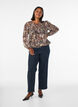 Blouse met bloemenprint en ballonnenmouwen, Bruin, Model image number 1