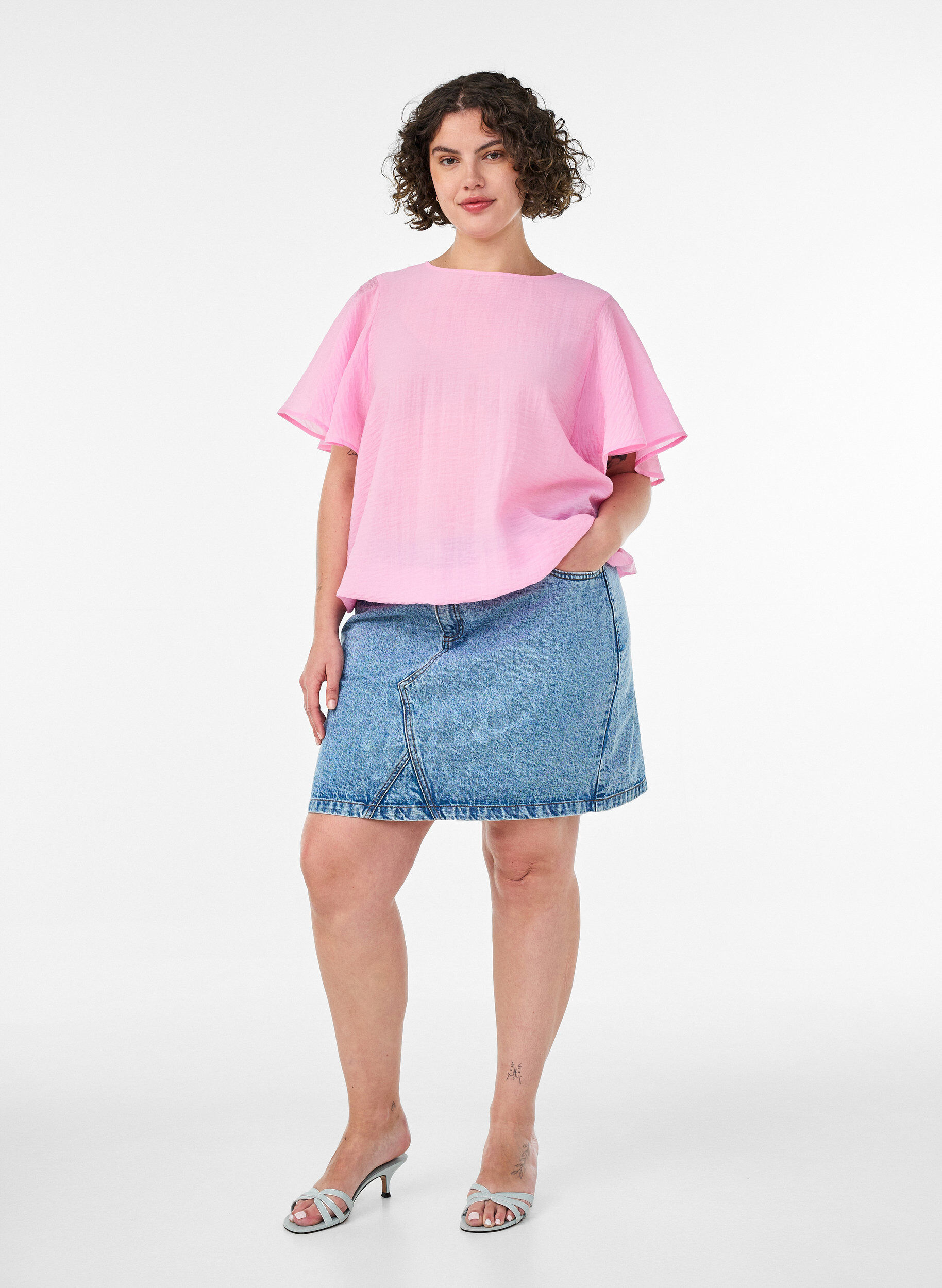 ZizziBlouse met ballonavorm en vleermuismouwen, Roze, Model image number 1