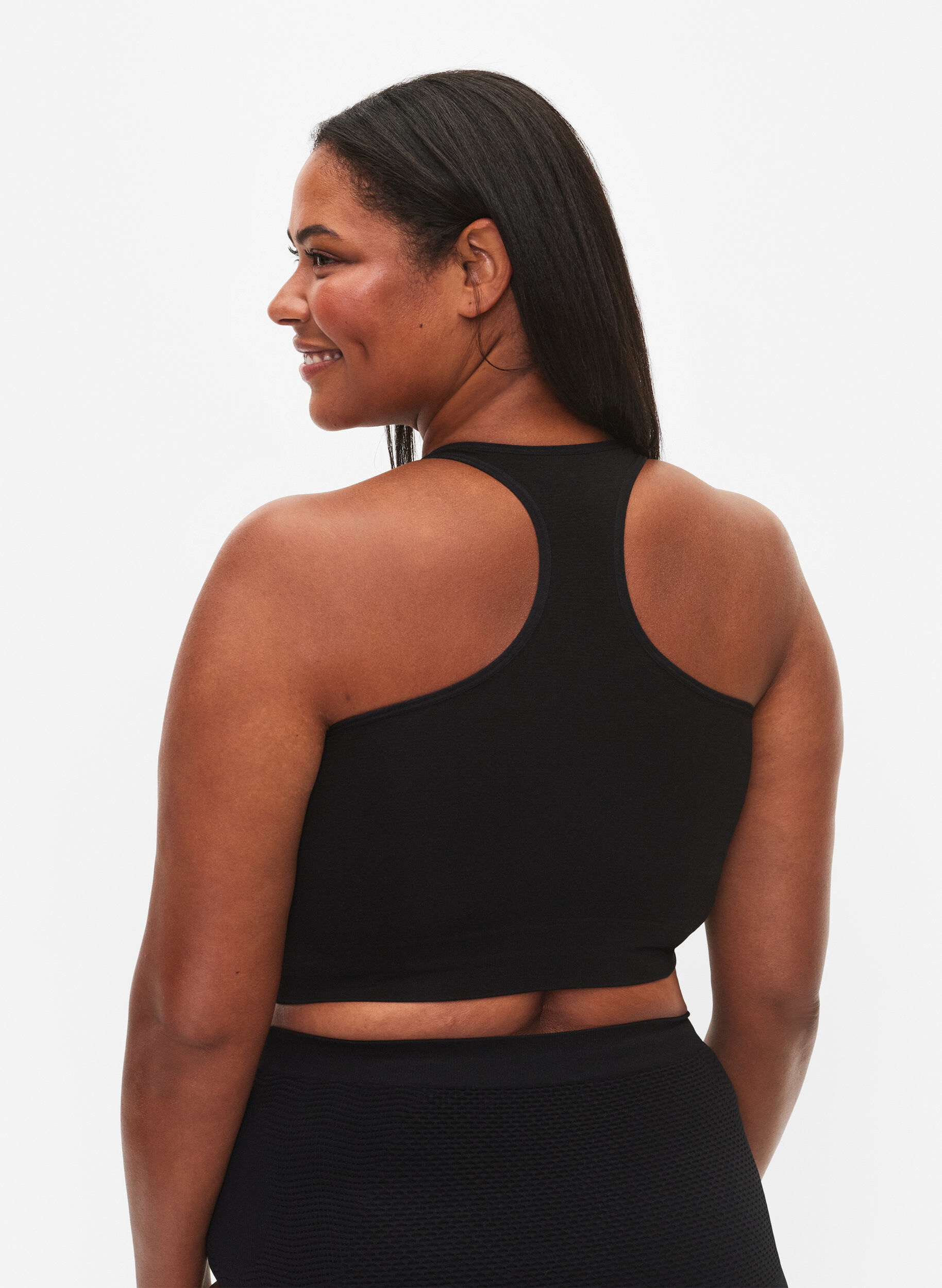 Zizzi Seamless beha top, Black, Model image number 1