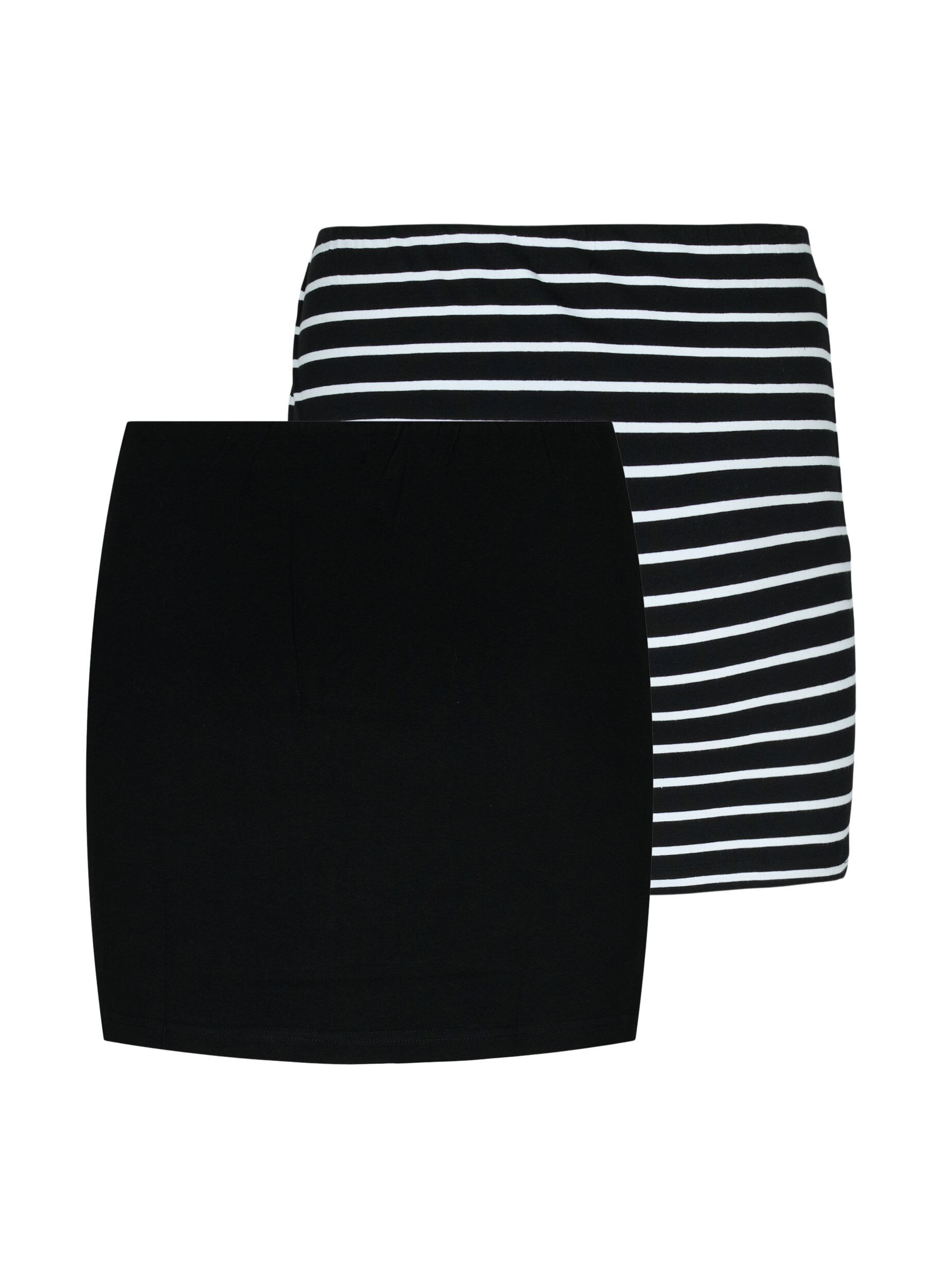 Zizzi 2-pack tops verlenger, Black/Black Stripe, Packshot image number 1