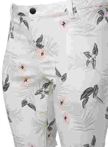 Capri jeans met bloemenprint en hoge taille, White Flower AOP, Packshot image number 2