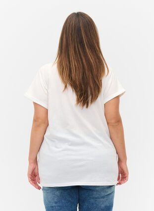 T-shirt met korte mouwen en borduursel anglaise, Off White Mel, Model image number 1