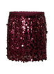 Korte paillettenrok met elastische tailleband, Donker Bordeaux, Packshot image number 0