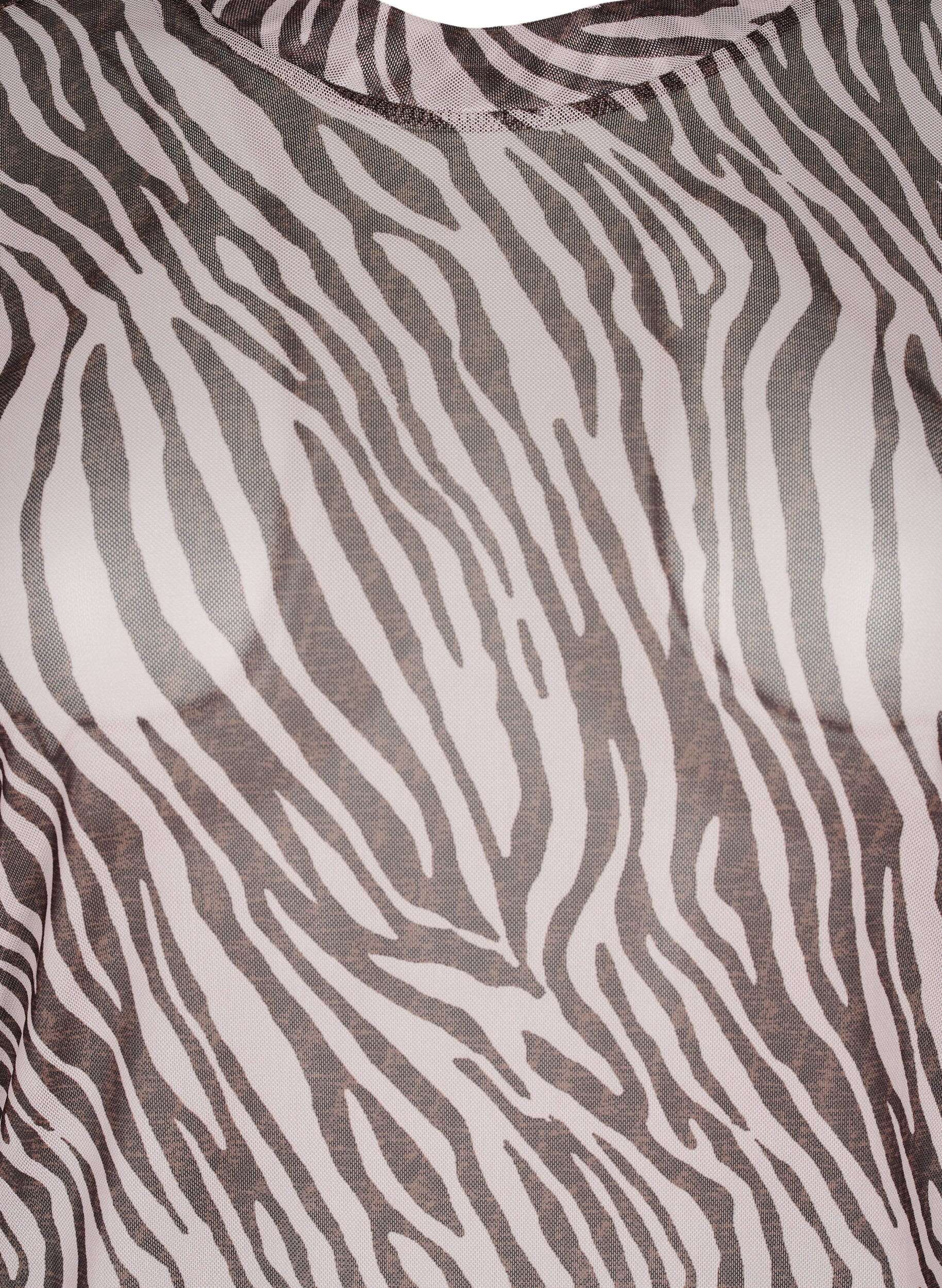 Zizzi Mesh top met zebra print, Zwart, Packshot image number 2