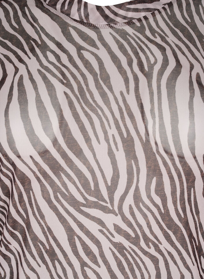 Mesh top met zebra print, Zwart, Packshot image number 2
