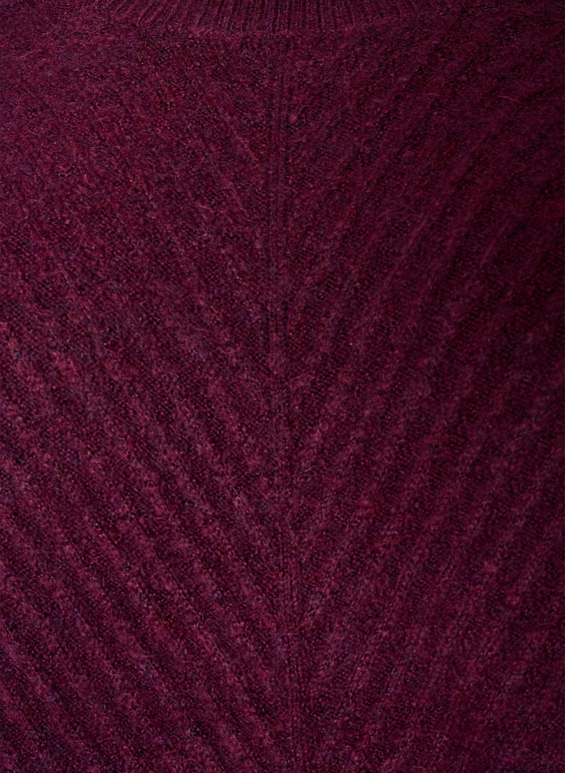 ZizziGebreide blouse met V-vormig geribd patroon en zijsplitjes, Rood, Packshot image number 2