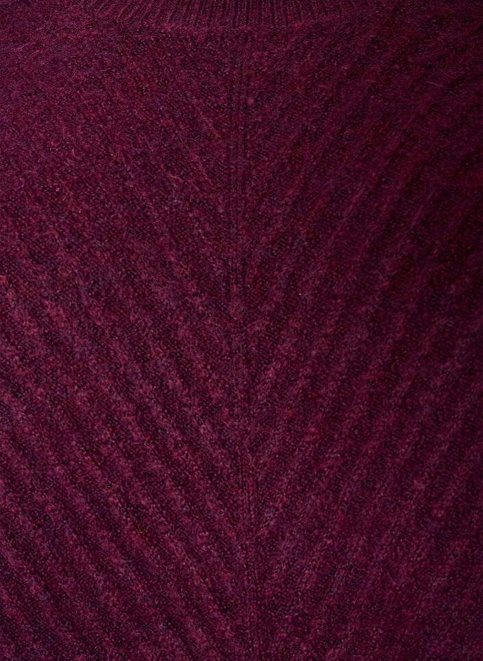 Gebreide blouse met V-vormig geribd patroon en zijsplitjes, Rood, Packshot image number 2