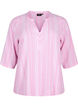 Gestreepte blouse in een mix van linnen en viscose, Roze, Packshot image number 0