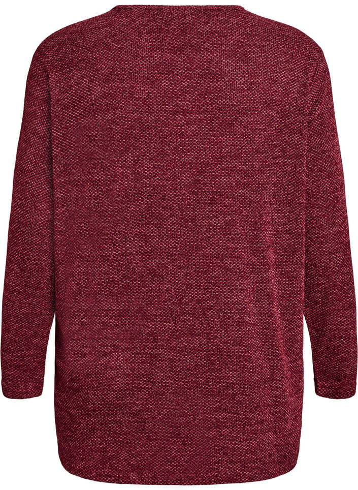 Blouse met lange mouwen en structuur, Donker Bordeaux, Packshot image number 1