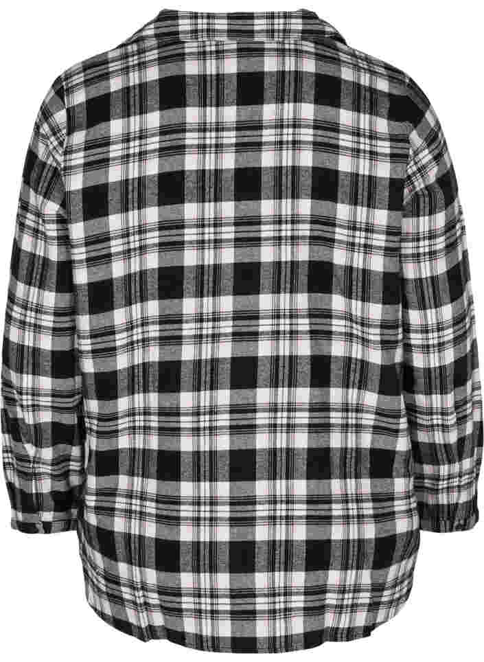 Geruite pyjama blouse in katoen, Black/Rose Smoke , Packshot image number 1