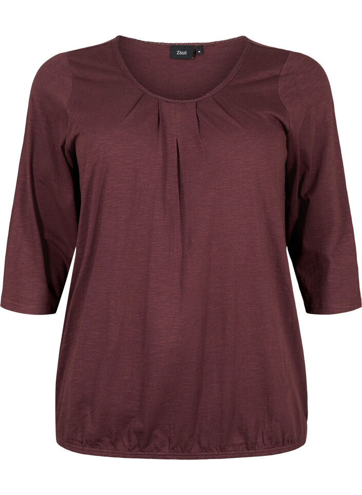 Katoenen top met 3/4 mouwen, Fudge, Packshot image number 0