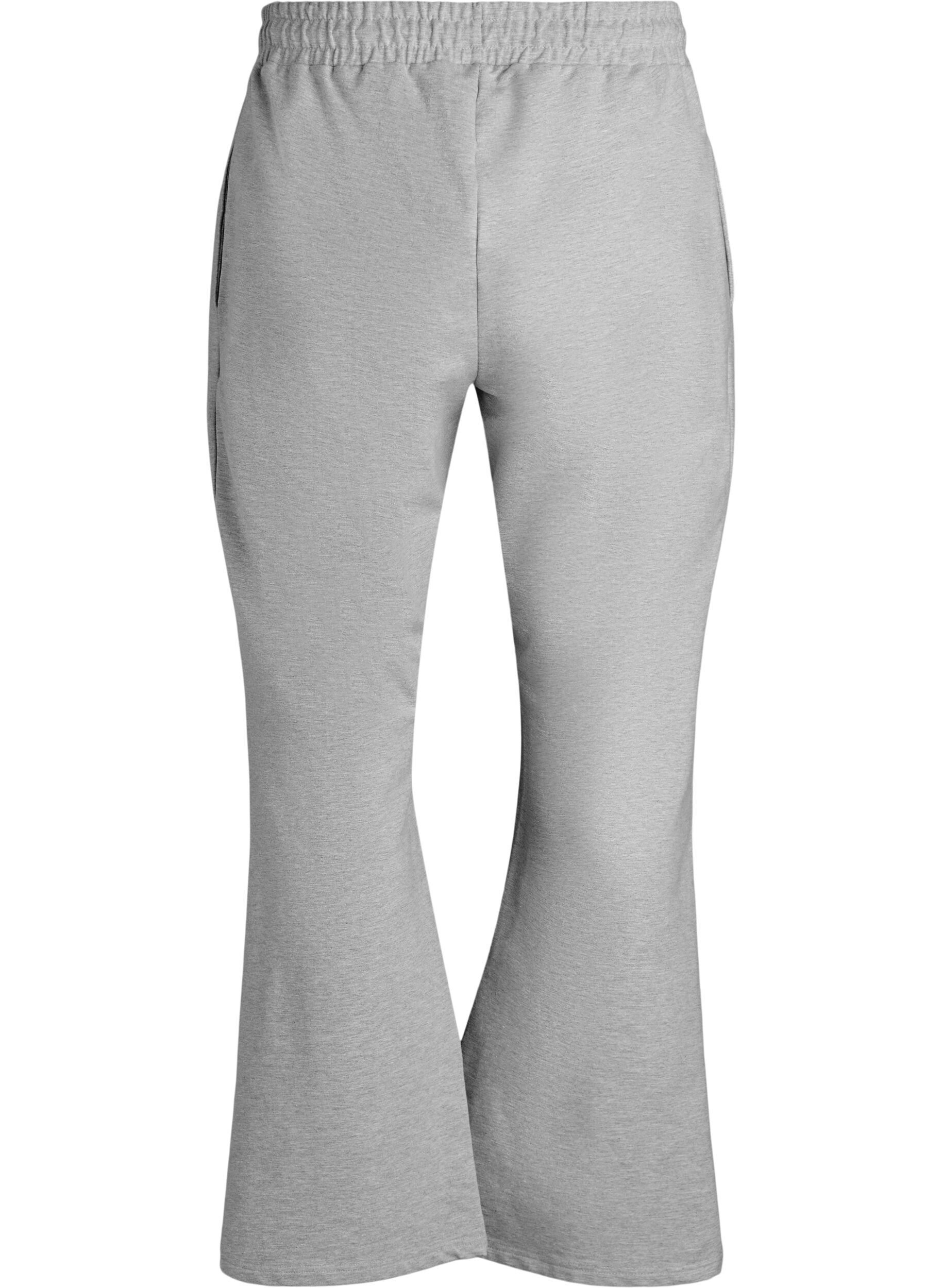 Zizzi Flared sweatpants met high waist, Grijs, Packshot image number 1