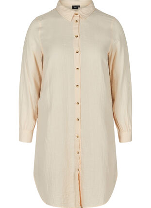 Lange katoenen blouse met een klassieke kraag, Mother Of Pearl, Packshot image number 0