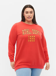 Lang sweatshirt met tekstopdruk, Hisbiscus, Model