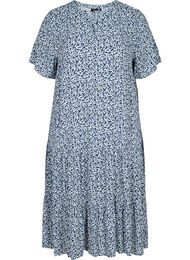 Viscose jurk met print en korte mouwen, Petit Blue Flower
