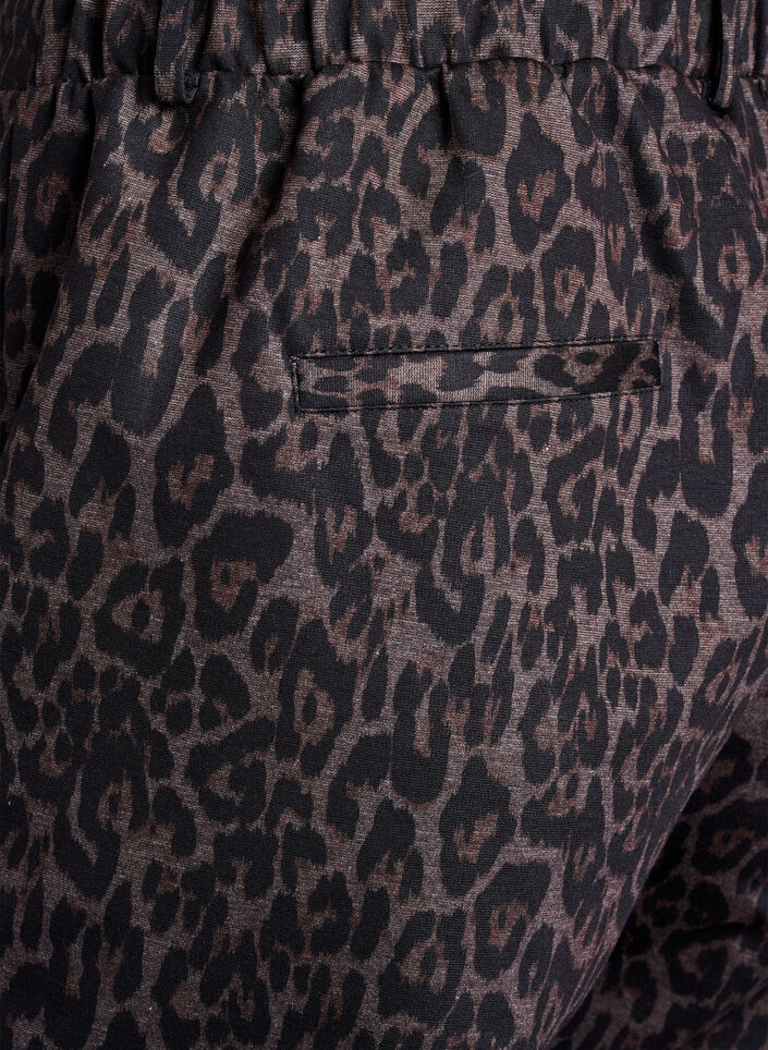 Gecropte broek met luipaardprint, Bruin, Packshot image number 3