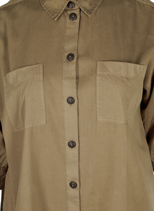 Lange stevige blouse met borstzakken, Kaki Green, Packshot image number 2