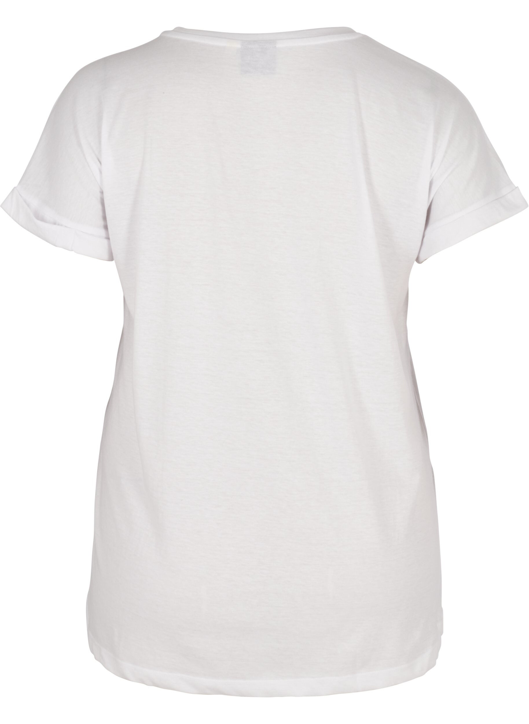 Zizzi T-shirt met mix van katoen, Bright White, Packshot image number 1
