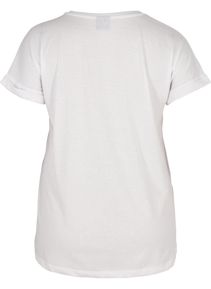 T-shirt met mix van katoen, Bright White, Packshot image number 1