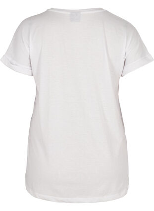 T-shirt met mix van katoen, Bright White, Packshot image number 1