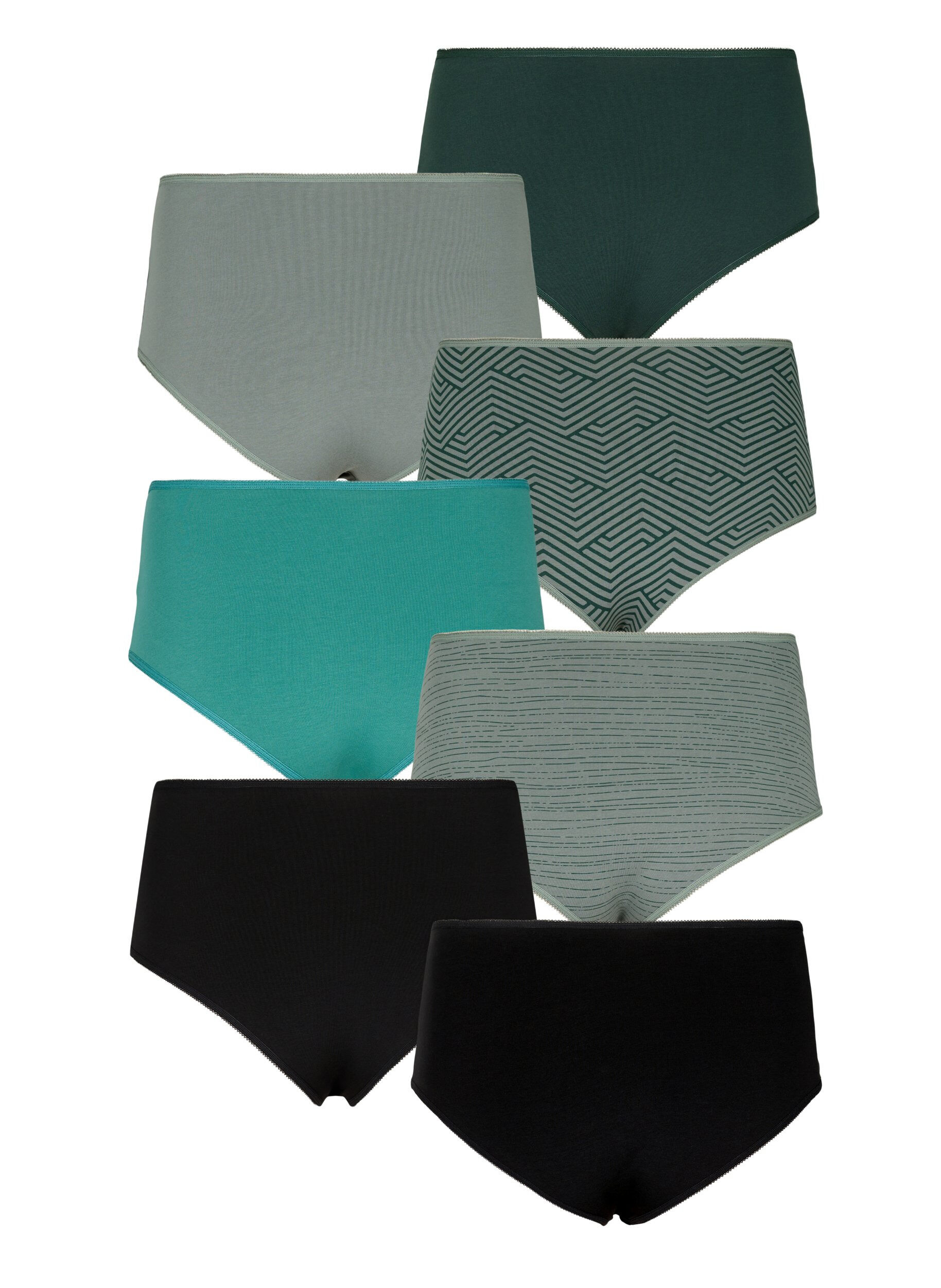 Zizzi 7-pack hipster met reguliere taille, Scarab Multi Pack, Packshot image number 1