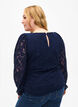 Kanten blouse met lange mouwen, Navy Blazer, Model image number 1