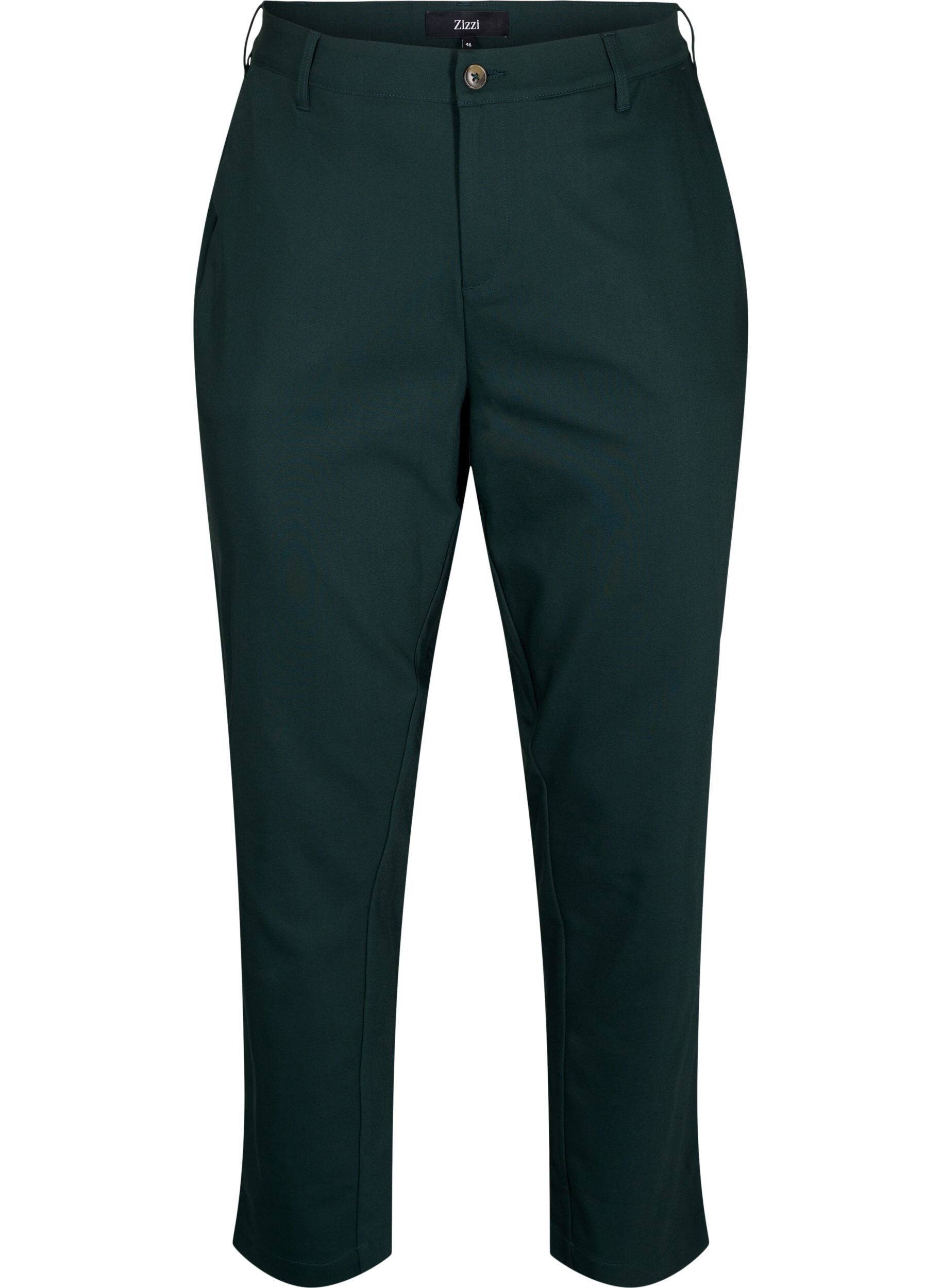 Zizzi Broek met hoge taille en rechte pijpen, Groen, Packshot image number 0