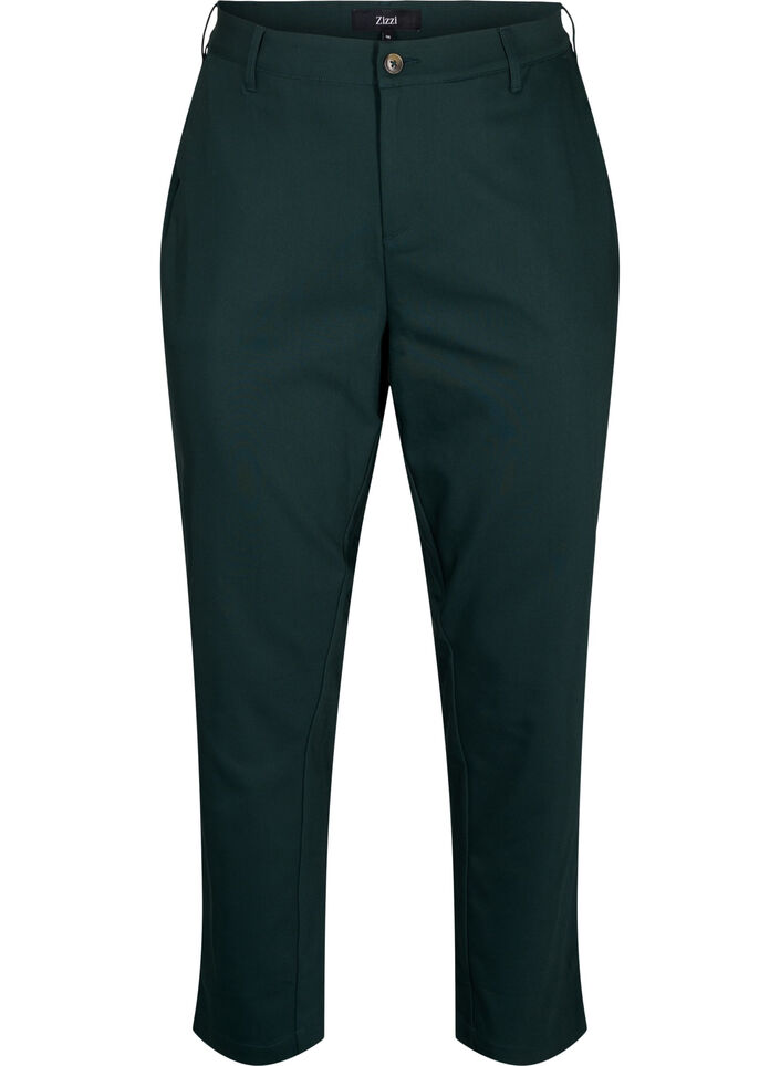 Broek met hoge taille en rechte pijpen, Groen, Packshot image number 0