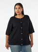 Gebreid vest met hartvormige knopen en korte mouwen, Zwart, Model image number 0