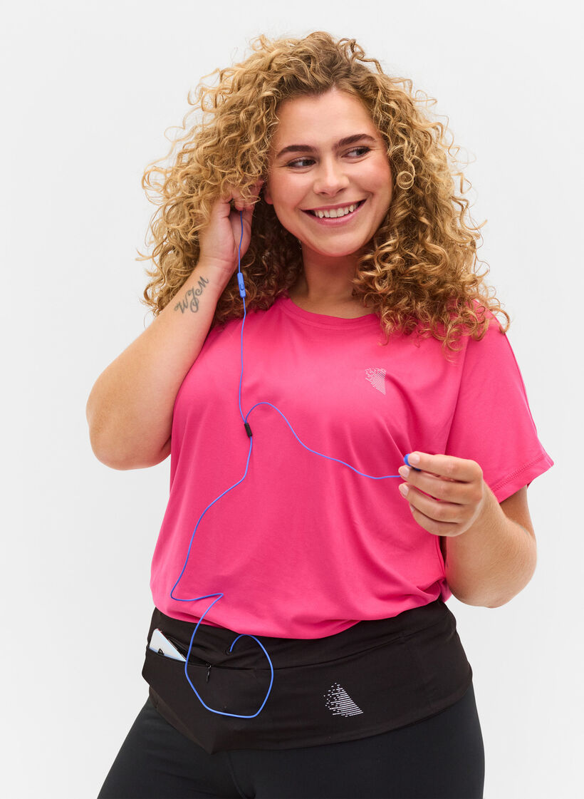 Loopriem met reflex en zakken, Black, Model image number 0