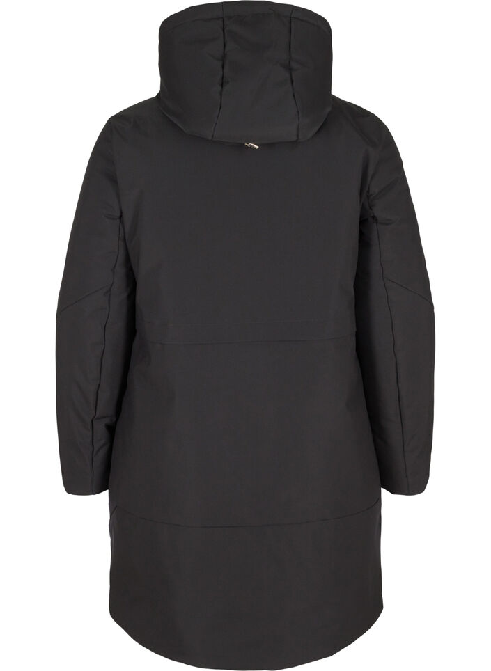 Winterjas met verstelbare taille, Zwart, Packshot image number 1