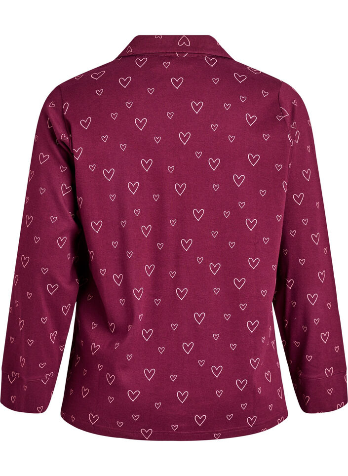 Katoenen pyjamashirt met borstzak, Rood, Packshot image number 1
