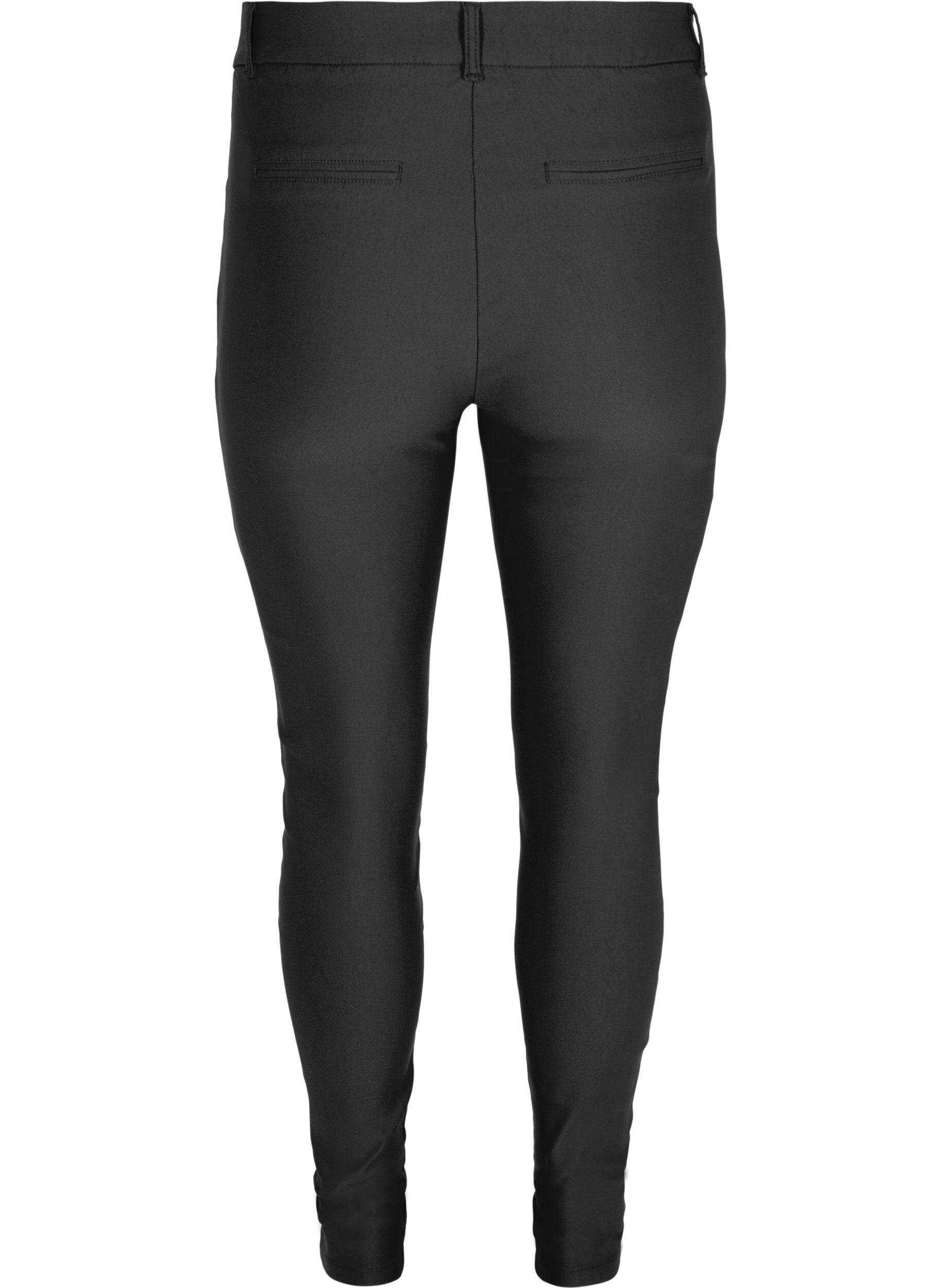 Zizzi Cropped broek met een lichte glans, Black, Packshot image number 1