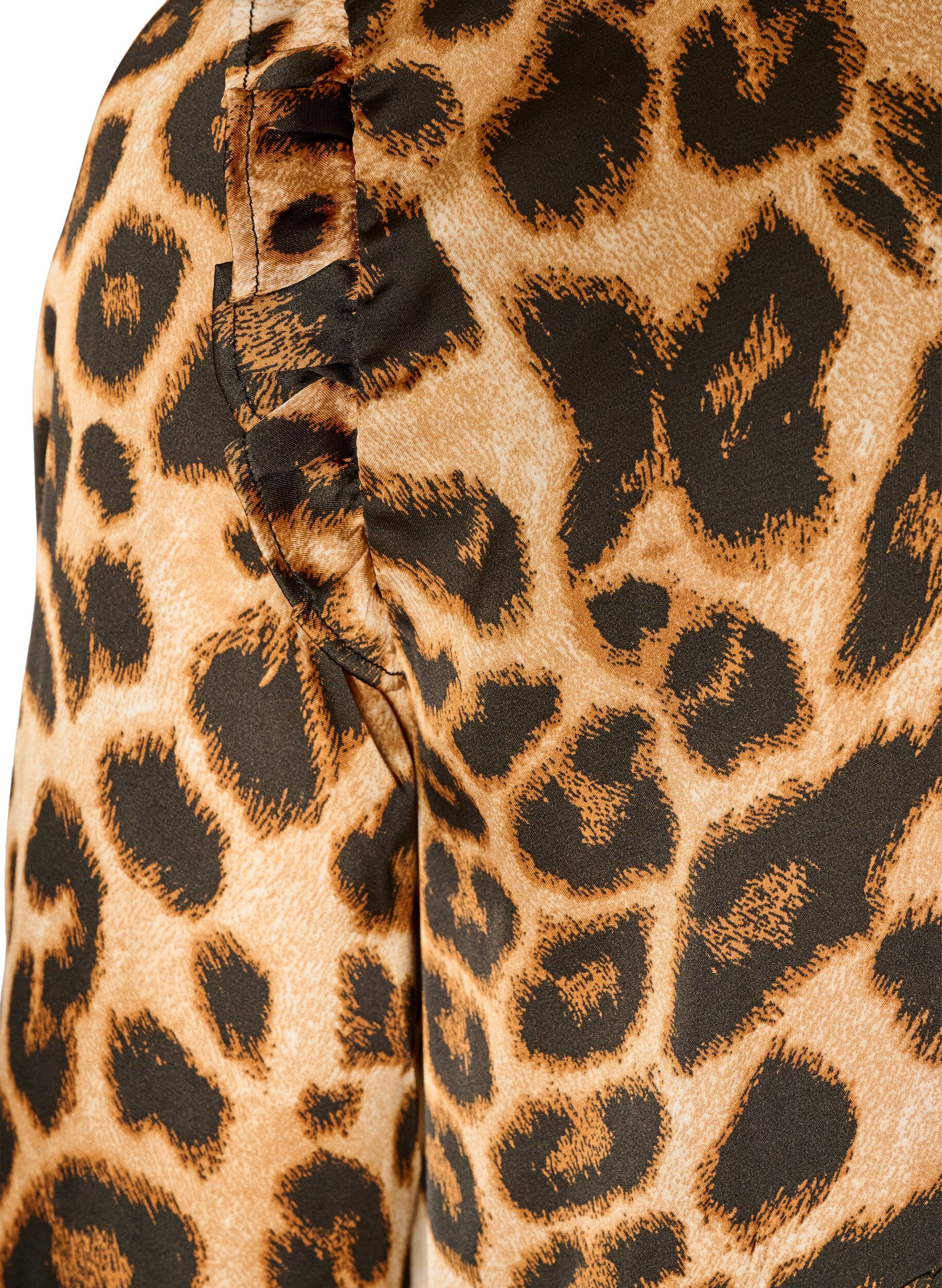 ZizziJurk met luipaardprint en ruches, Bruin, Packshot image number 3