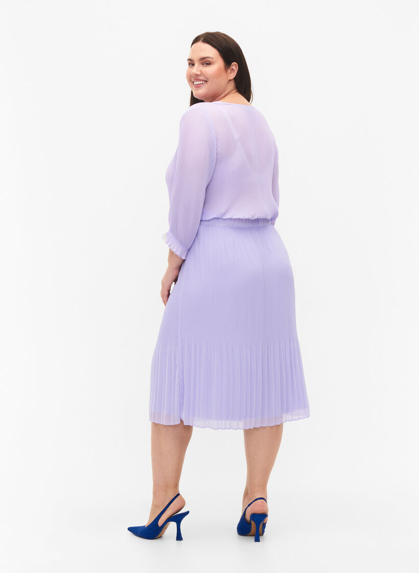 Geplooide midi rok, Lavender SOLID, Model image number 1