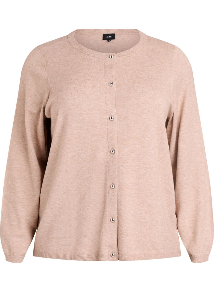 Cardigan met ronde knopen, Beige, Packshot image number 0