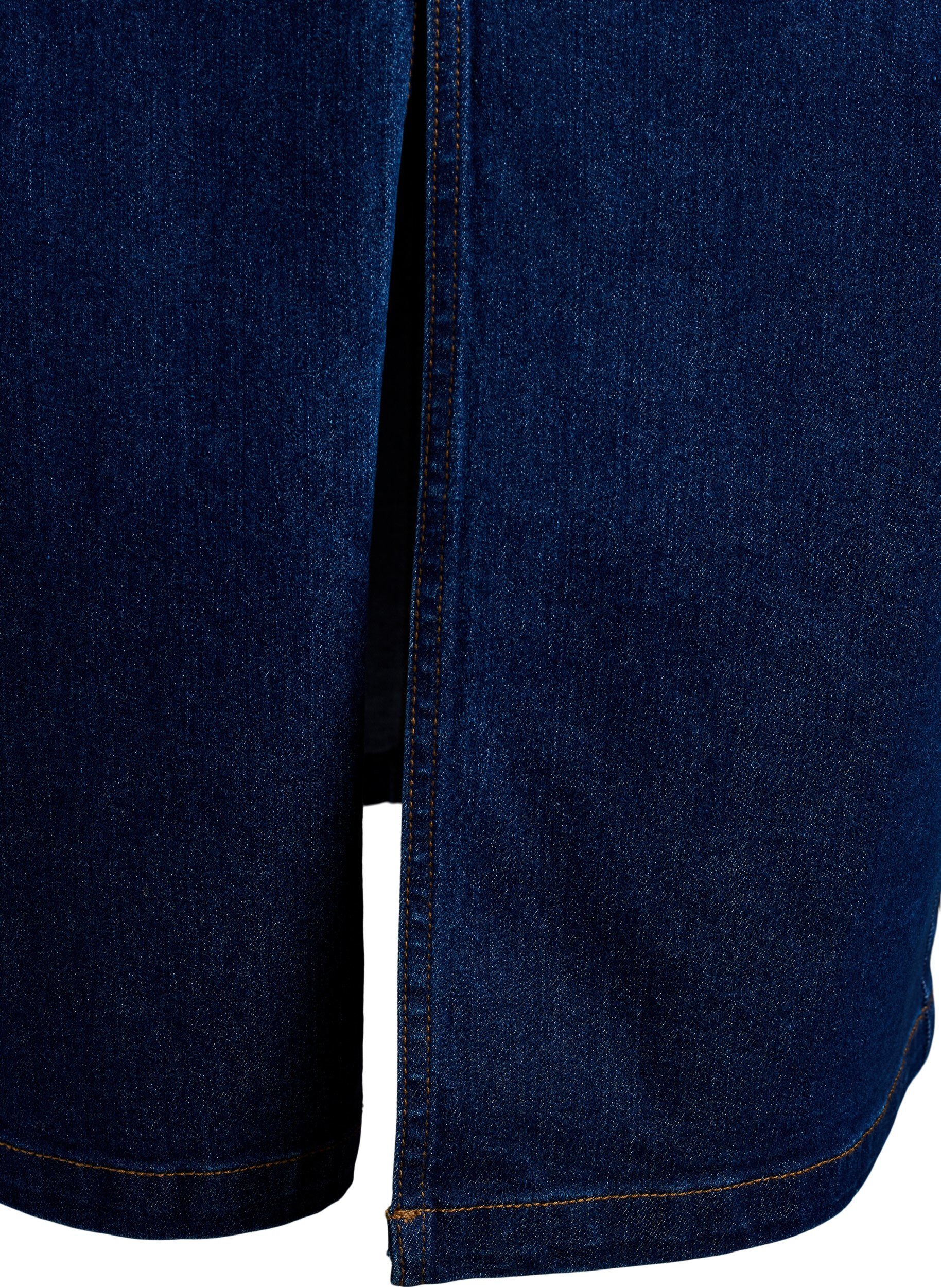 Zizzi FLASH - Halflange denimrok met een voorsplit, Blauw, Packshot image number 3